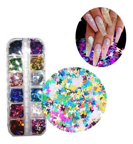 Imagem de Kit Glitter Borboleta Holográfico Unhas Decoração Porcelana