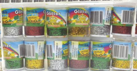 Imagem de Kit Glitter Escolar Cores Sortidas com 12 Unidades - Lantecor OU Real