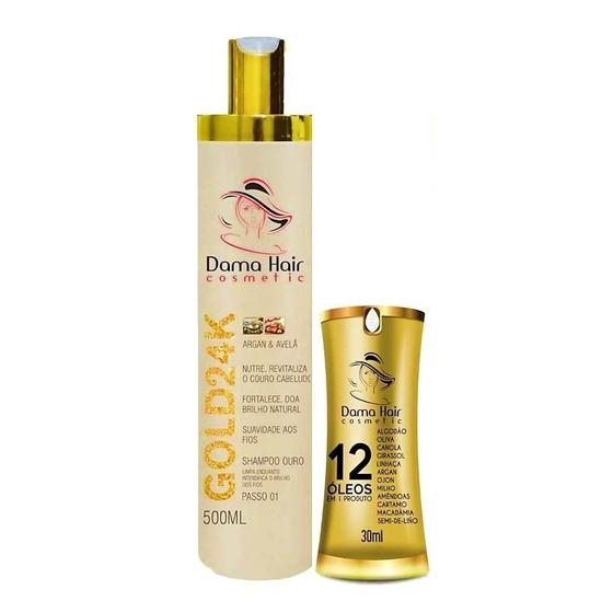 Imagem de Kit Gold 24K Dama Hair Shampoo + Reparador De Pontas