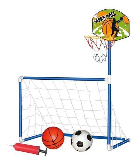 Kit Golzinho Trave Futebol Com Cesta De Basquete - Dm Toys Menor preço em Kit Golzinho Trave Futebol Com Cesta De Basquete - Dm Toys