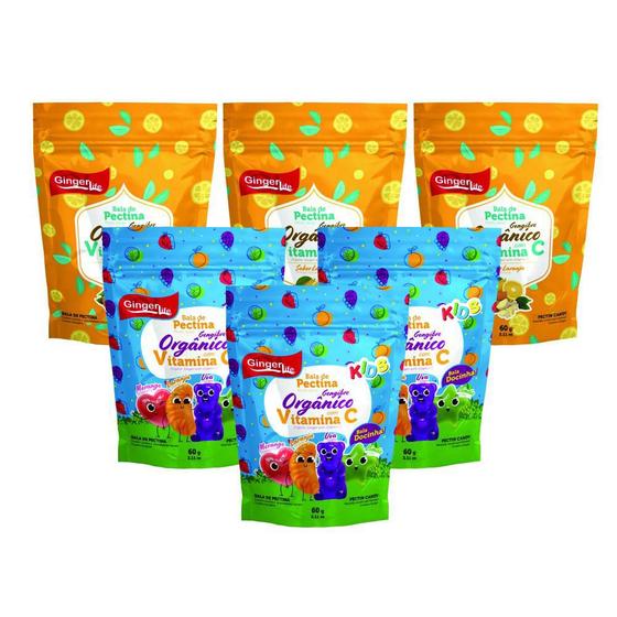 Kit Goma De Pectina 3 Adulto 3 Infantil Suplemento Vitamina GINGER