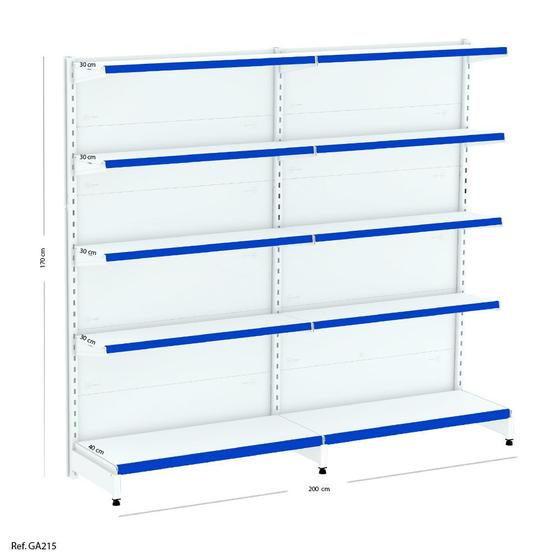 Imagem de Kit Gôndola de Parede Modular 2mts -1,70 x 1,84 x 0,40