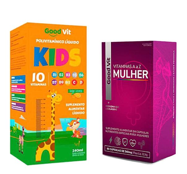 Imagem de Kit Good Vit Mulher 60 Cápsulas + Polivitamínico Kids 240ml.