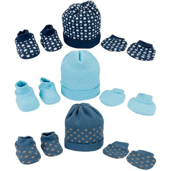 Imagem de Kit Gorro Sapato Luva Rn Menino Pimpolho Original