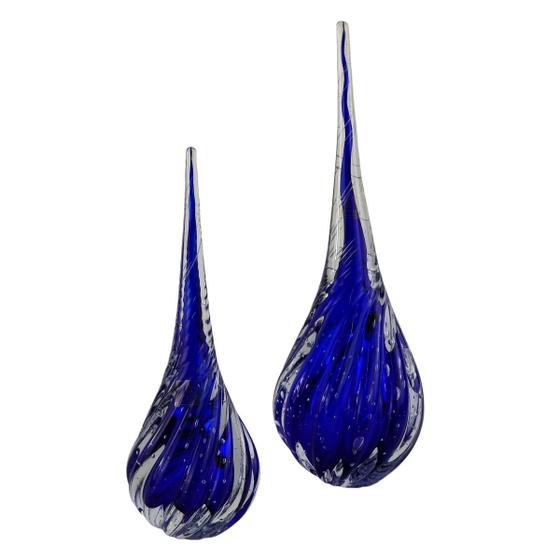 Imagem de Kit Gotas Torcidas de Cristal Murano - Azul Safira (2 Peças)
