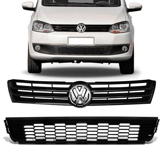 Imagem de Kit Grade Emblema + Central Vw Fox Spacefox 2010 Até 2015 G2