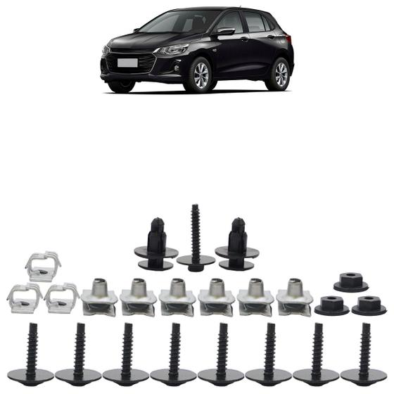 Imagem de Kit Grampo Parabarro Dianteiro Onix Joy 2020 A 2021 23 Peças