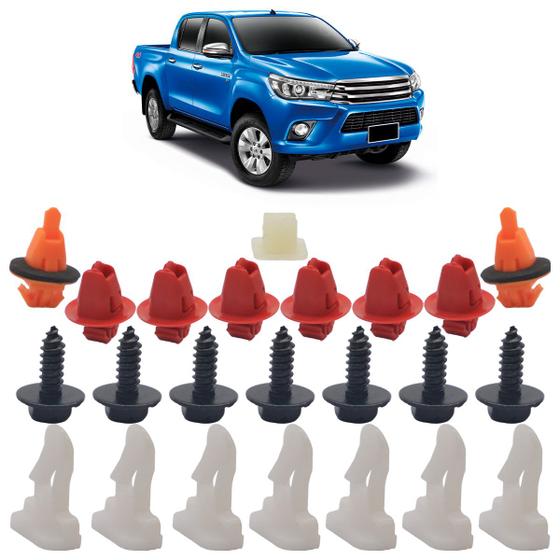 Imagem de Kit Grampo Presilha Moldura Paralama Dianteiro Hilux 2011 A 2015 24 Peças