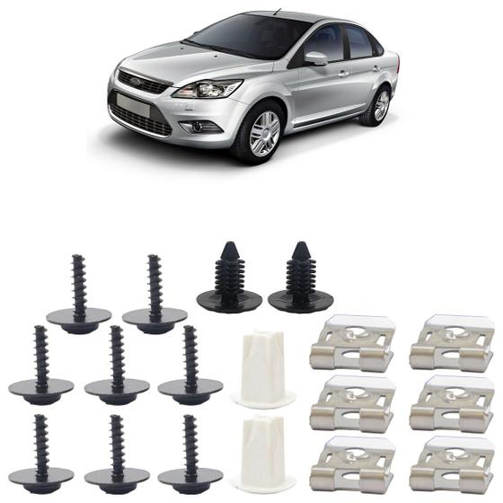 Imagem de Kit Grampo Presilha Parabarro Dianteiro Focus Sedan 2009 A 2013 18 Peças