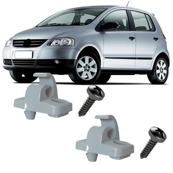 Imagem de Kit Grampo Presilha Suporte Cinza Claro Com Parafuso Quebra Sol Fox 2004 2005 2006 2007 2008 2009