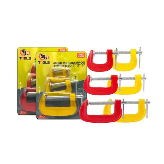 Imagem de Kit Grampos Sargento Morsa 3 peças Tipo C