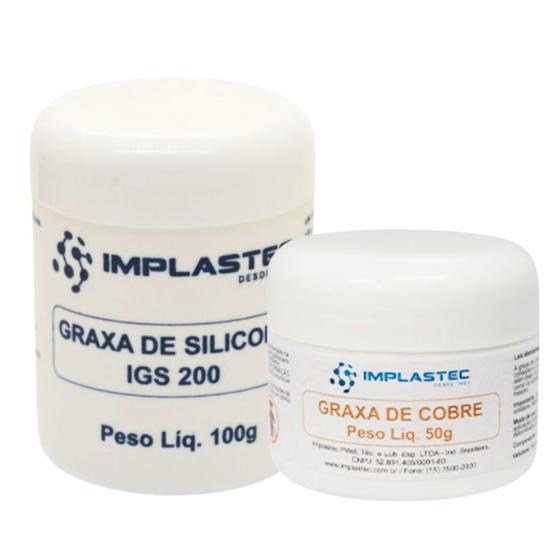 Imagem de Kit Graxa Silicone 100g Para Pino Da Pinça Freio E Graxa De Cobre 50g - Implastec