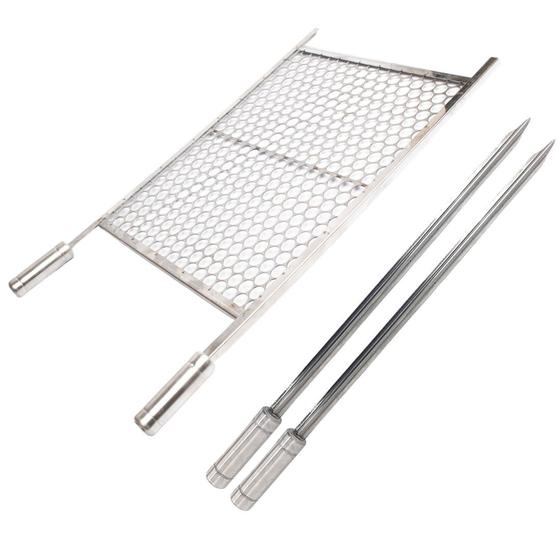 Imagem de Kit Grelha Moeda Inox 70x40 Mais Espeto Espada P/ Churrasco