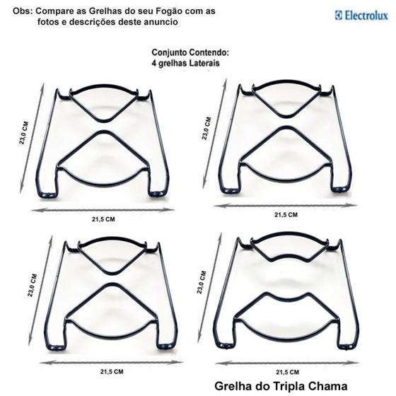 Imagem de Kit grelhas p/ fogões electrolux tripla chama 4 bocas 56 tbe