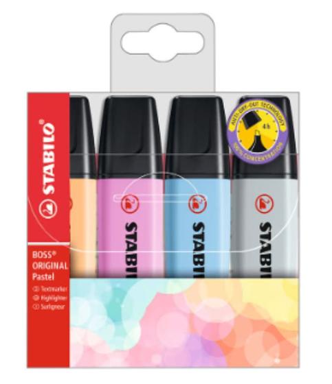 Imagem de Kit Grifa Texto Stalibo Boss 70/4-4 C/4 Cores Pasteis