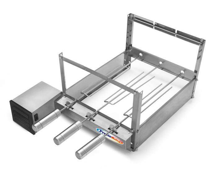 Kit Grill Giratorio Inox 3 Espetos + 2 Espetos Espada + 1 Espeto Grelha (motor lado esquerdo