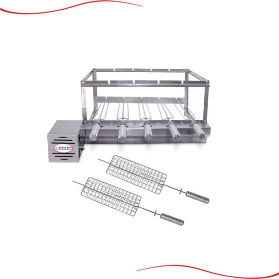 Kit Grill Inox 5 Espetos Bivolts (Lado Esquerdo) + 2 Espetos Grelha Menor preço em Kit Grill Inox 5 Espetos Bivolts (Lado Esquerdo) + 2 Espetos Grelha