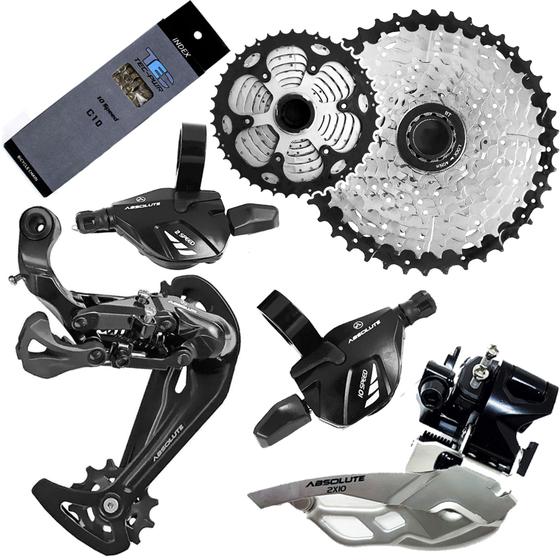 Kit Grupo Absolute Wild A7 20v 2x10 Relação S/Pedivela Para Bicicleta MTB 11x42D Corrente TEC C10 Menor preço em Kit Grupo Absolute Wild A7 20v 2x10 Relação S/Pedivela Para Bicicleta MTB 11x42D Corrente TEC C10