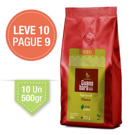 Imagem de Kit Guanabara Café Especial Clássico Gourmet - Grãos Selecionados Leve 10 pacotes de 500g pague 9 - 100% Arábica - Moído