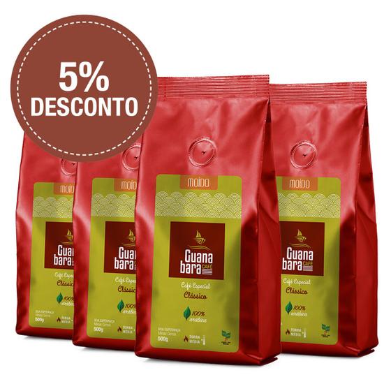 Imagem de Kit Guanabara Café Especial Clássico Gourmet - Sul De Minas Leve 4 pacotes 500g ganhe 5% desconto - Moído