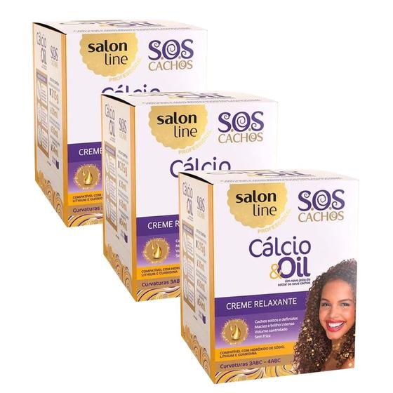 Imagem de Kit Guanidina Salon Line SOS Cachos Calcio & Oil - 3 Unidades