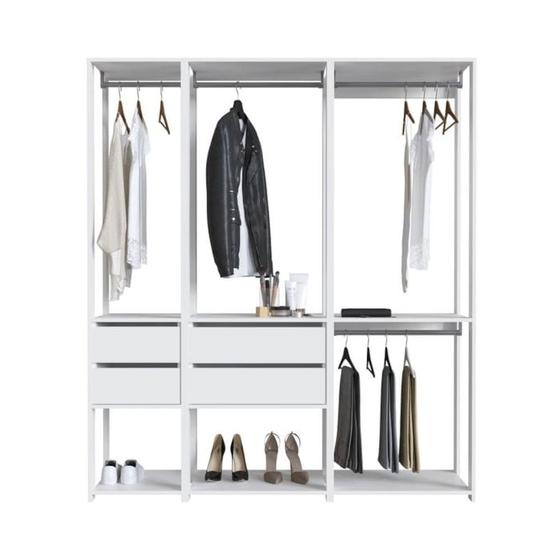 Imagem de Kit Guarda Roupa Closet 03 Peças 183X160cm Branco PRODDY