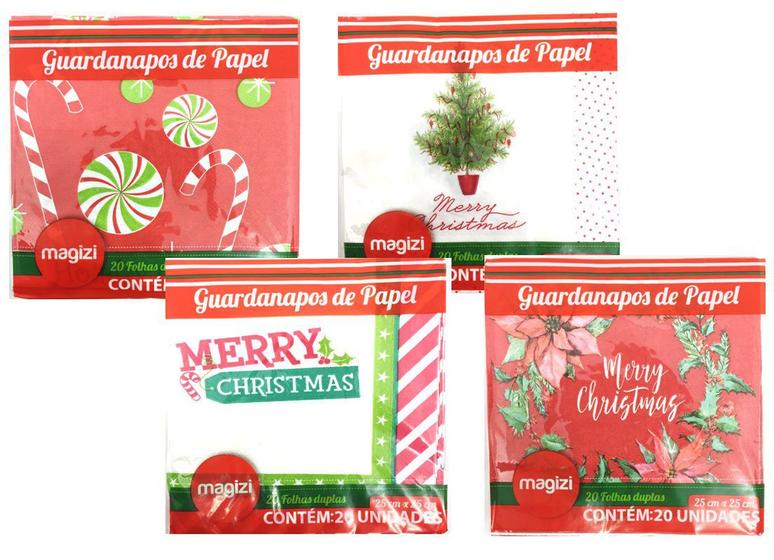 Imagem de Kit Guardanapos de Papel Decor Natal Folhas Duplas Premium 80 unidades - Magizi