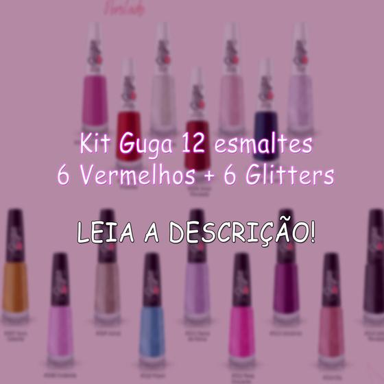 Imagem de Kit Guga 12 esmaltes -  6 Vermelhos + 6 Glitters
