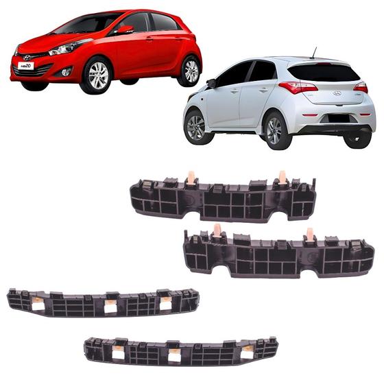 Imagem de Kit Guia Parachoque Dianteiro e Traseiro Hyundai HB20 Hatch 2013 14 15 16 17 18 2019