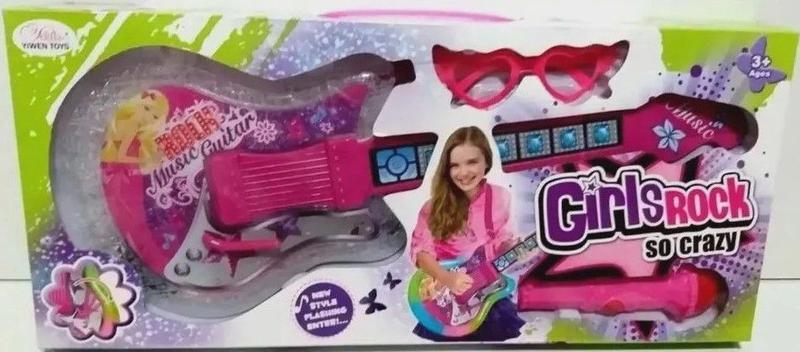 Imagem de Kit Guitarra de Brinquedo Girls Rock Com Som Luz Microfone e Óculos