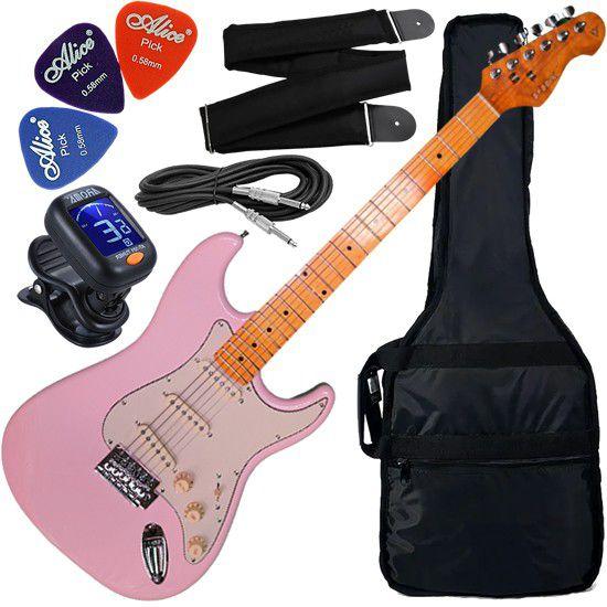 Strato Guitar Rosa Kit Guitarra Elétrica Phx ST-2 Strato Vintage Shell Pink Rosa Gx01 ...
