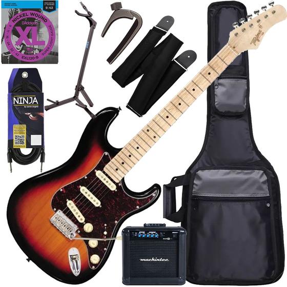 Imagem de Kit Guitarra Elétrica Strato Tagima T635 Classic Sb/Tt Sunburst Gx04