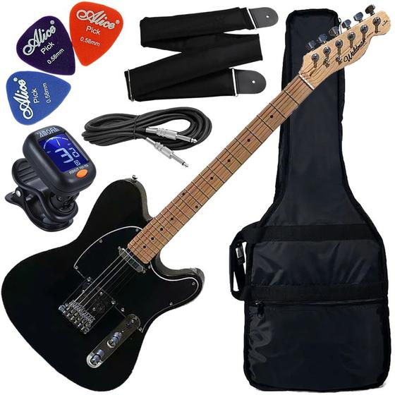 Imagem de Kit Guitarra Elétrica Telecaster Waldman GTE-100 BBK Preto Gx01