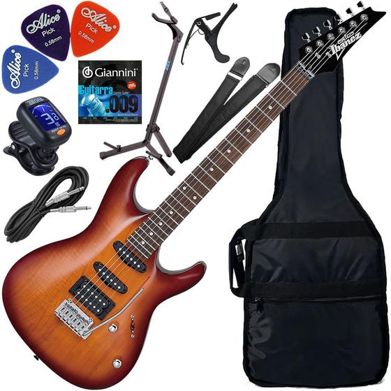 Imagem de Kit Guitarra Ibanez Gio GSA60 HSS Brown Sunburst BS Gx02