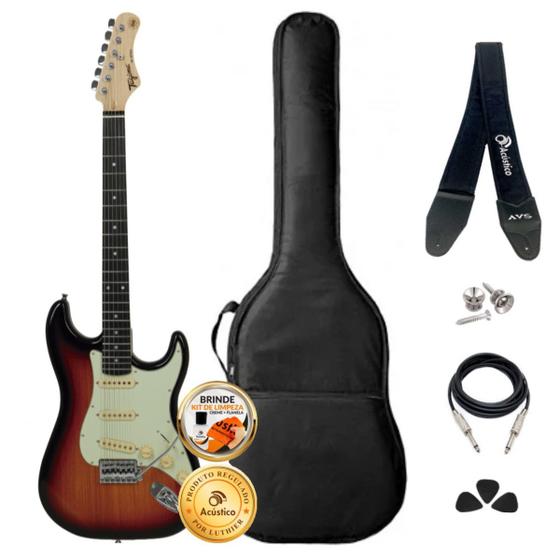 Imagem de Kit Guitarra Stratocaster Tagima Sunburst Tg-500 Completo