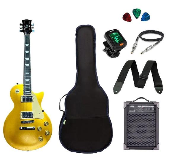 Imagem de Kit Guitarra Strinberg Les Paul LPS230 + Amplificador + Afinador Digital + Acessórios Dourada