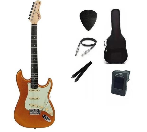 Imagem de Kit Guitarra Tagima TG500 Strato Metallic Gold Yellow