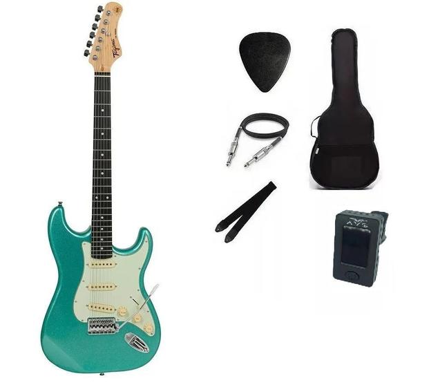 Imagem de Kit Guitarra Tagima TG500 Strato Metallic Surf Green