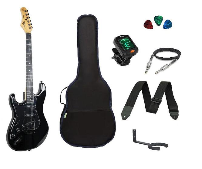 Imagem de Kit Guitarra Tagima TG500 Strato Preta Para Canhoto