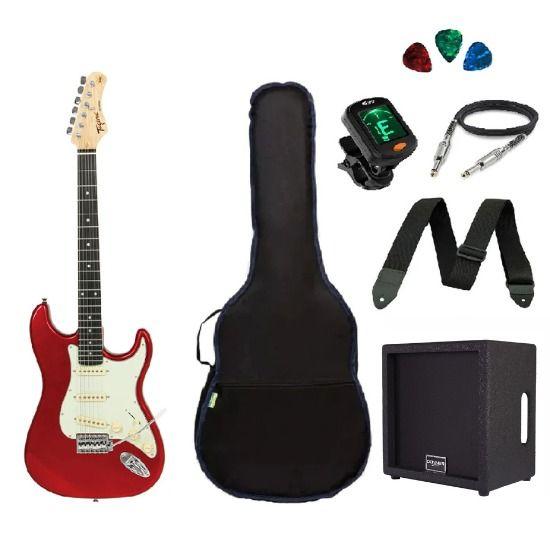 Imagem de Kit Guitarra Tagima TG500 Strato Vermelha c/ Caixa Amplificada