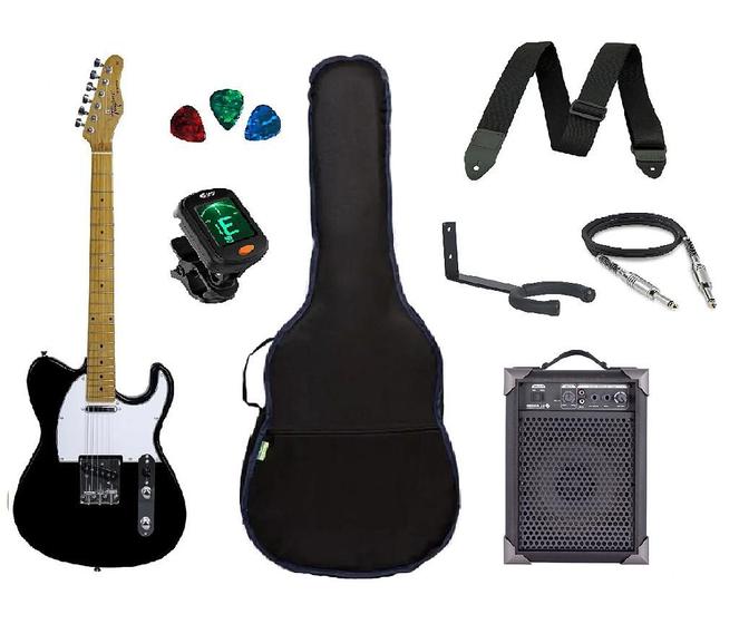 Imagem de KIT Guitarra Tagima Woodstock Telecaster Tw55 Preta + Amp