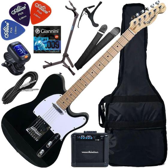 Imagem de Kit Guitarra Waldman Gte-100 Telecaster Preto Gx03