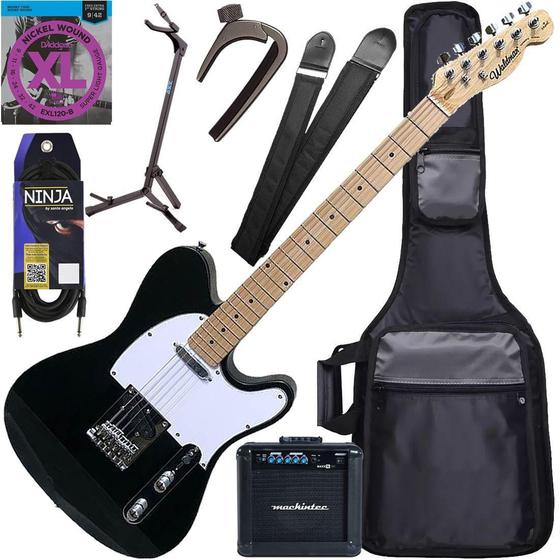 Imagem de Kit Guitarra Waldman Gte-100 Telecaster Preto Gx04