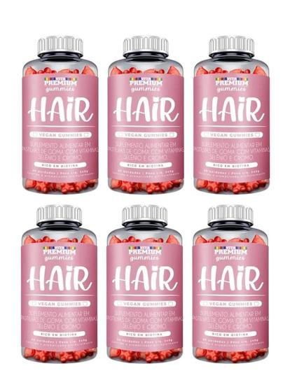 Imagem de Kit Gummies Hair Tutti-Frutti Com 6 Potes De 60 Gomas Cada