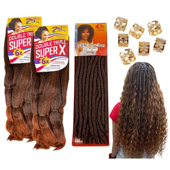 Imagem de Kit Gypsy 1 Nina Softex + 2 Cabelo Jumbo 400 Gramas + Anéis