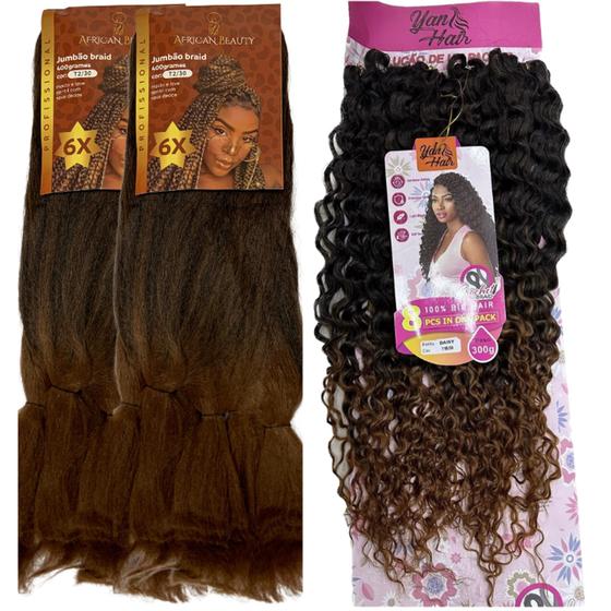 Imagem de Kit Gypsy Braids Jumbo African Beauty 800 Gramas + Orgânico