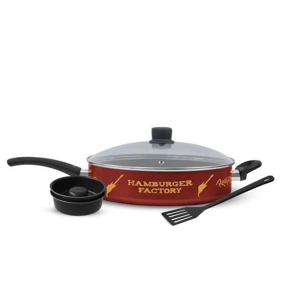 Kit Hamburguer Factory Rochedo Rock in Rio com Frigideira Funda 28cm e Acessórios - Rochedo Menor preço em Kit Hamburguer Factory Rochedo Rock in Rio com Frigideira Funda 28cm e Acessórios - Rochedo