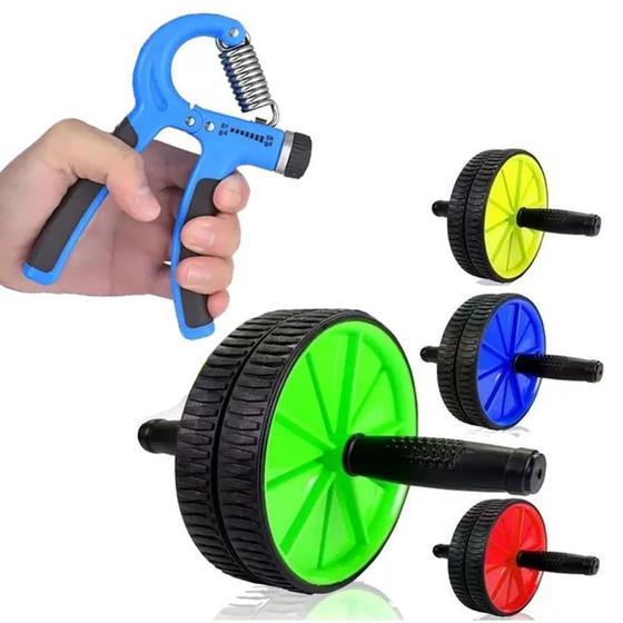 Imagem de Kit Hand Grip Com Roda Rolo De Exercícios Abdominais