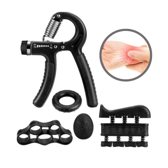 Imagem de Kit Hand Grip Fortalecedor de Mão Dedo Punho Antebraço Ajustável Profissional Fisioterapia