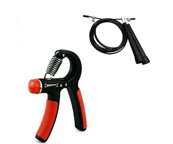 Imagem de Kit Hand Grip Mola De Punho Com Corda Ajustável Speed Rope